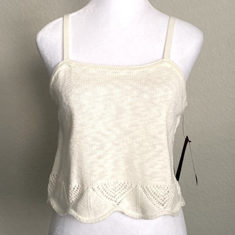 🟠NWT FRYE Crochet Hem Tank in Salt Breeze